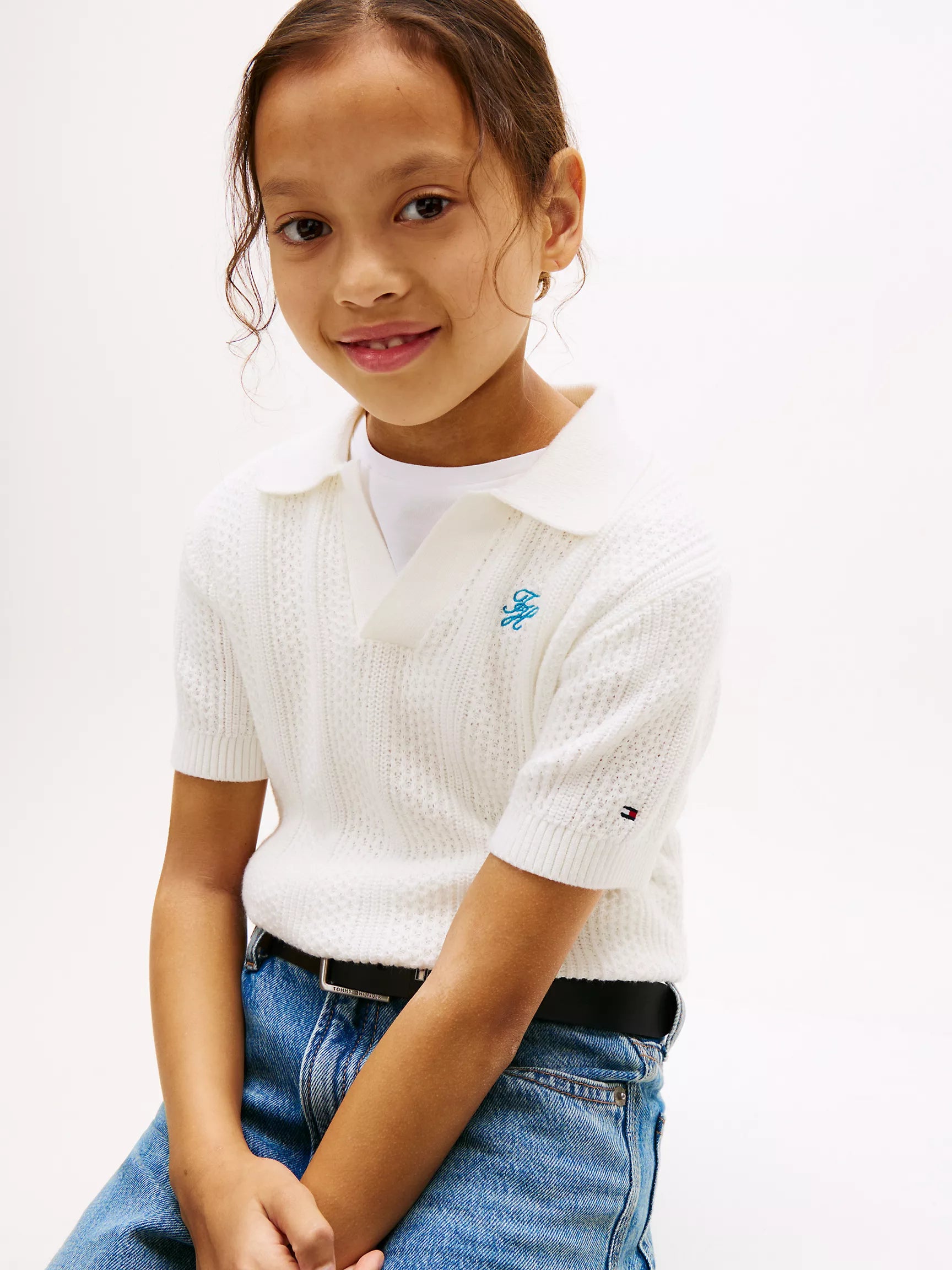 Kids' Pointelle Sweater Polo