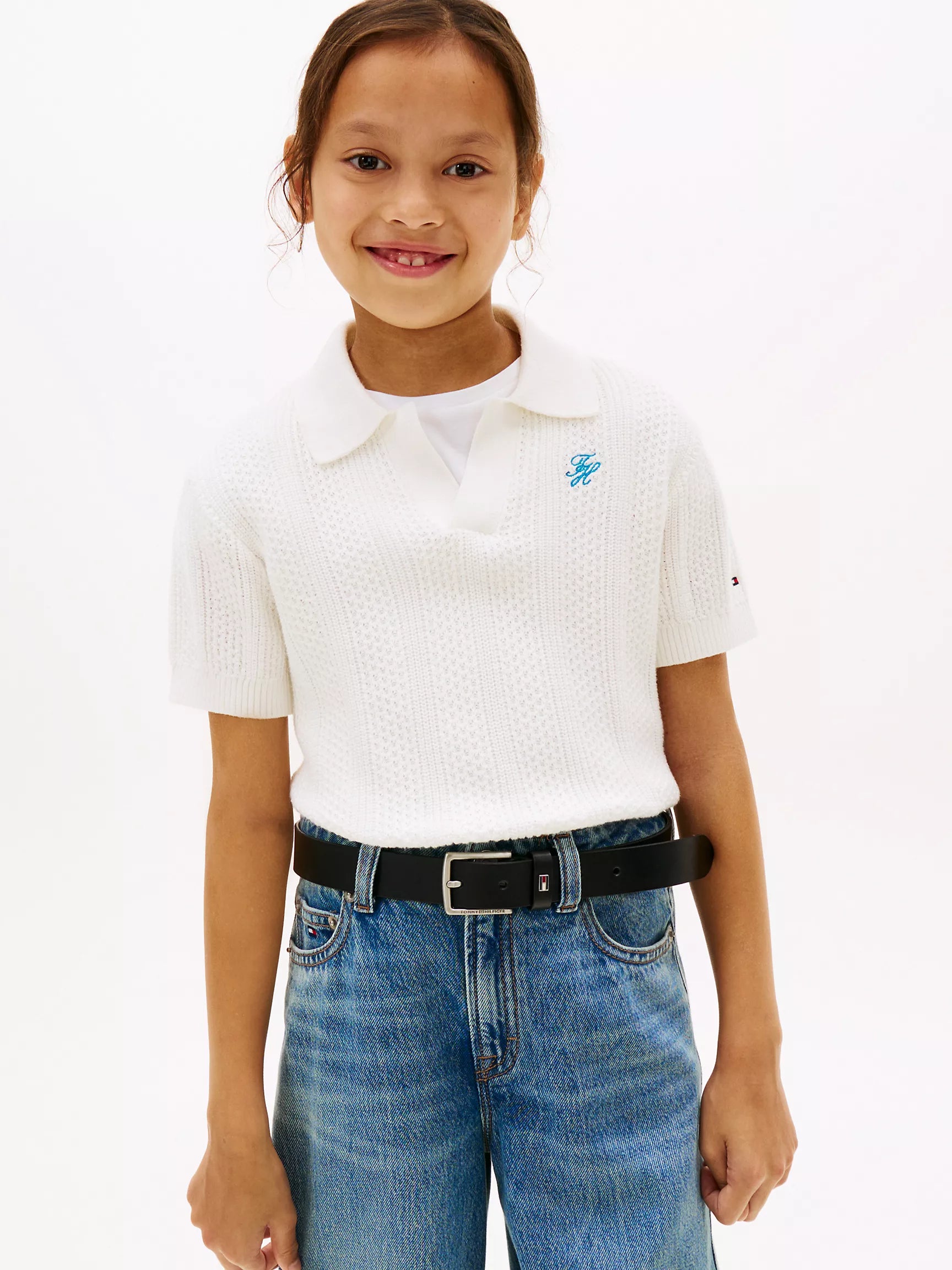 Kids' Pointelle Sweater Polo