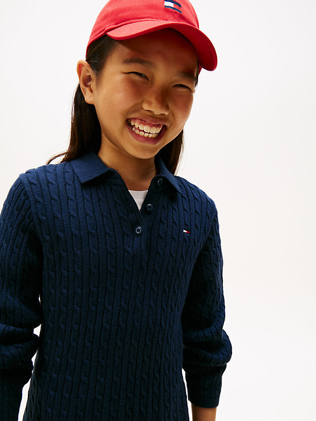 Cable Knit Polo Collar Jumper Dress