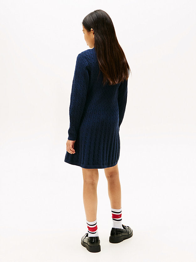 Cable Knit Polo Collar Jumper Dress