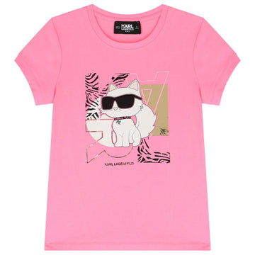 Girls Pink Choupette Logo T-Shirt