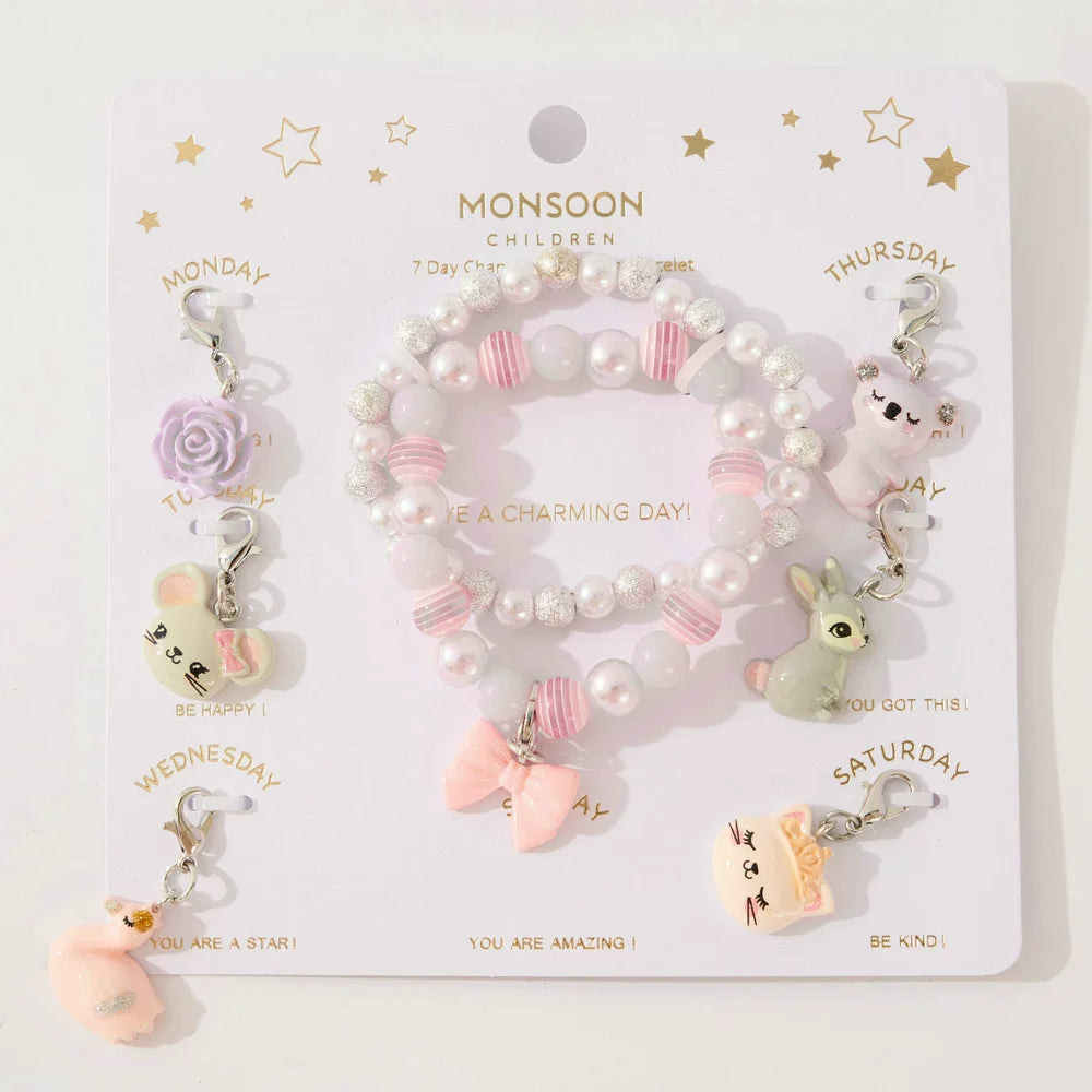 Monsoon Children's Cute Cartoon Pendant Bracelet Set (Can be Used as a Hair Tie)