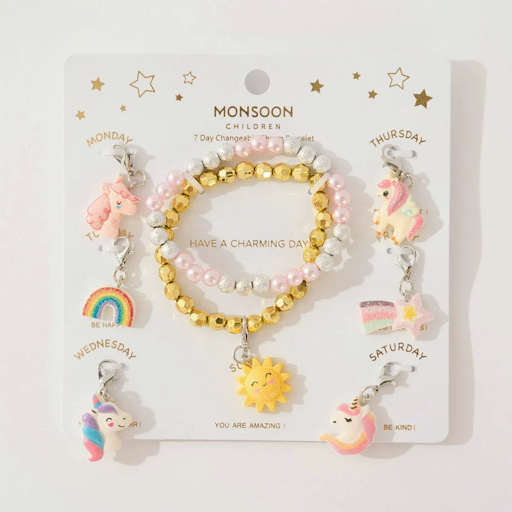 Monsoon Children's Cute Cartoon Pendant Bracelet Set (Can be Used as a Hair Tie)