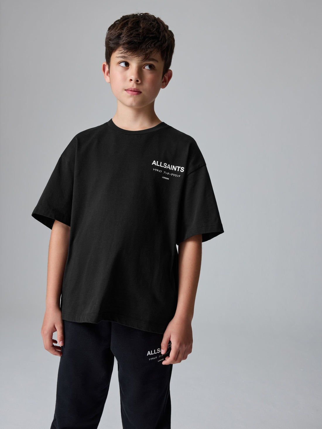 smALLSAINTS Black Oversized Underground Crew Neck Cotton T-Shirt
