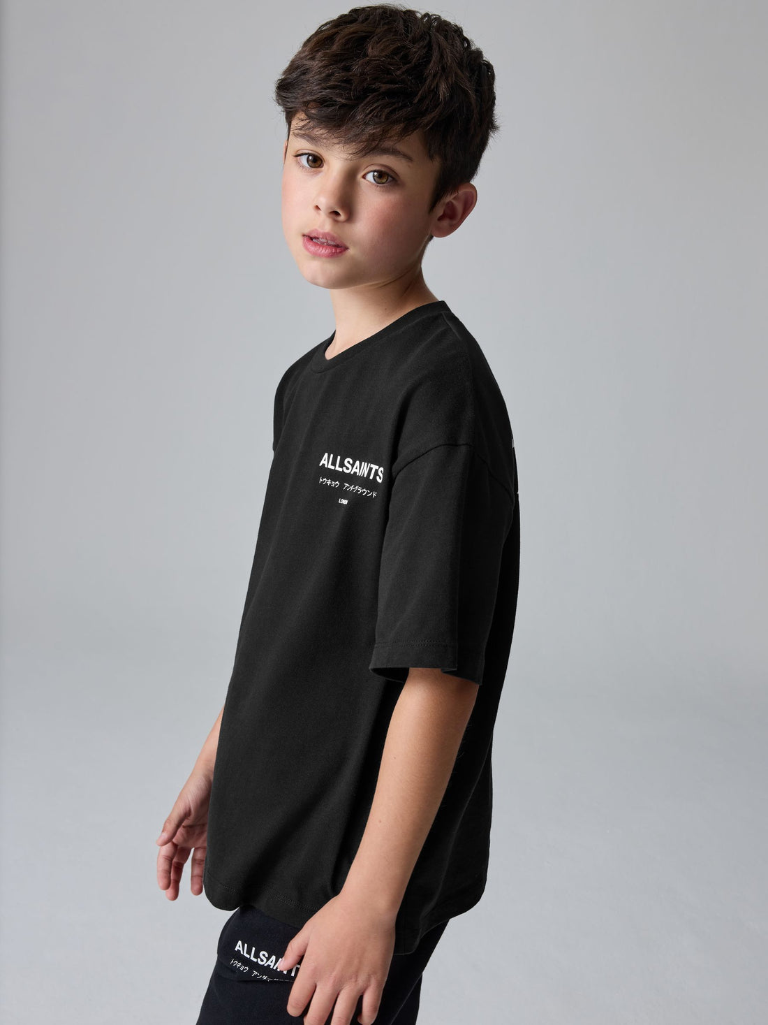 smALLSAINTS Black Oversized Underground Crew Neck Cotton T-Shirt