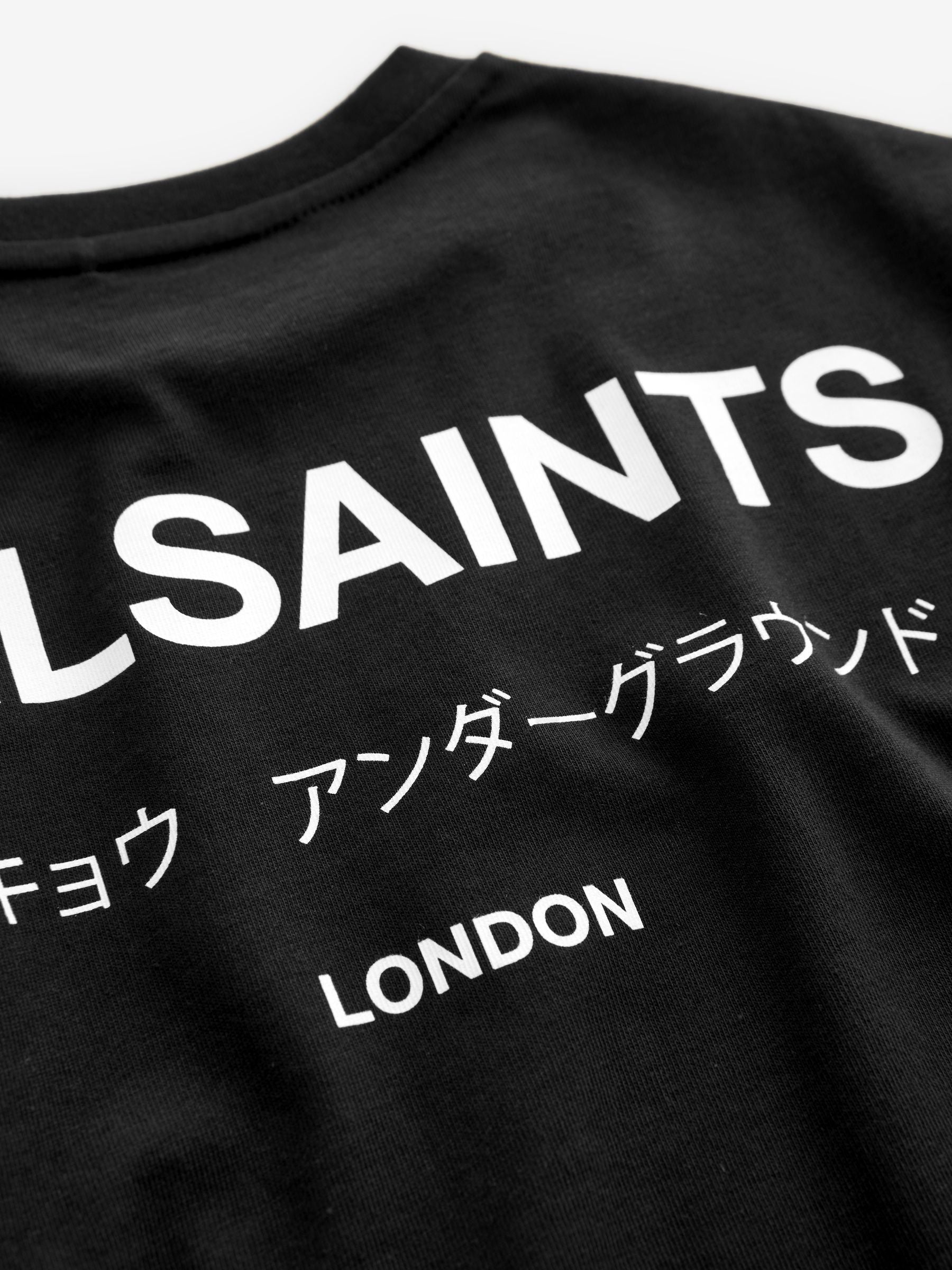 smALLSAINTS Black Oversized Underground Crew Neck Cotton T-Shirt