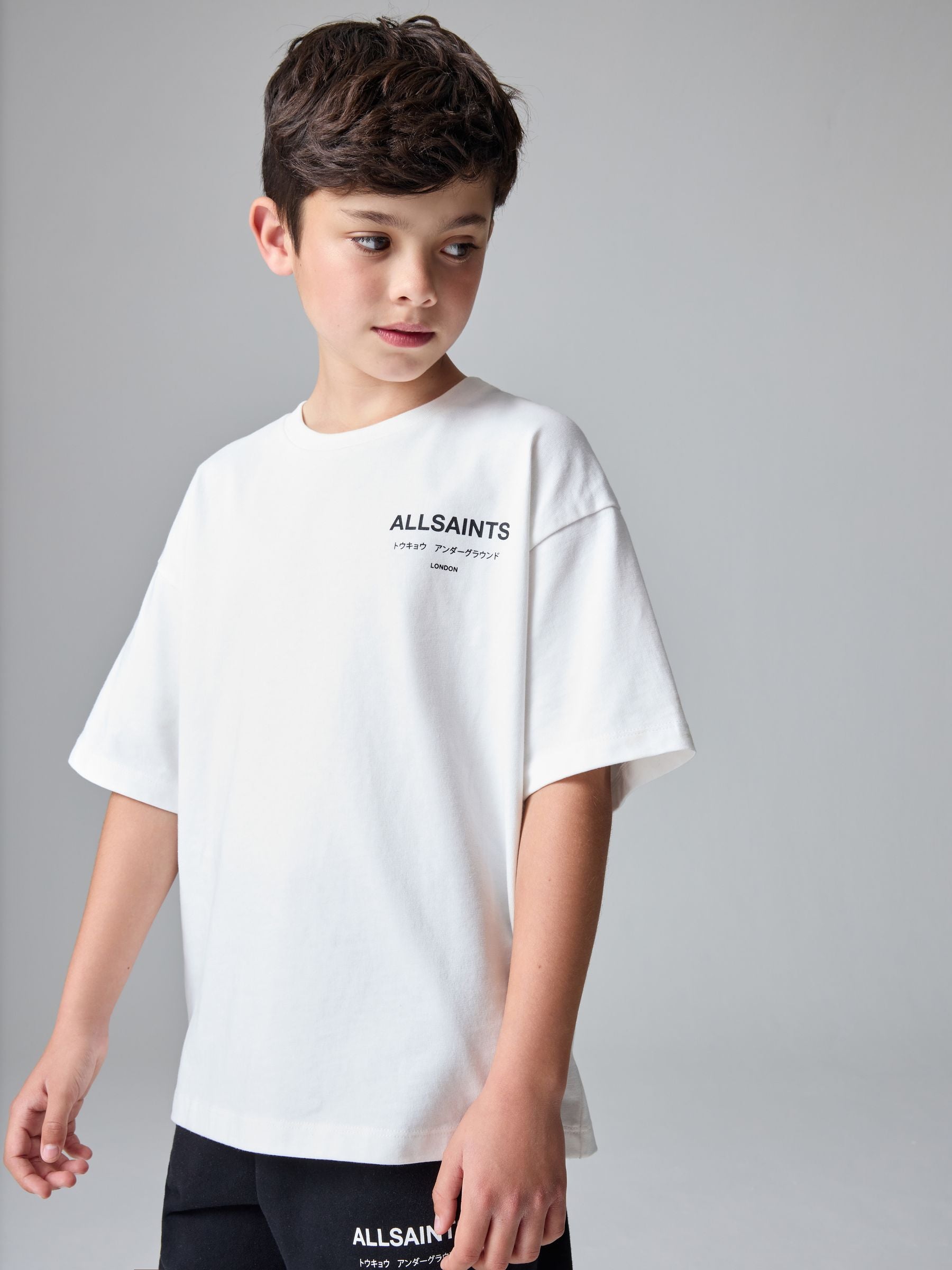 smALLSAINTS White Oversized Underground Crew Neck Cotton T-Shirt