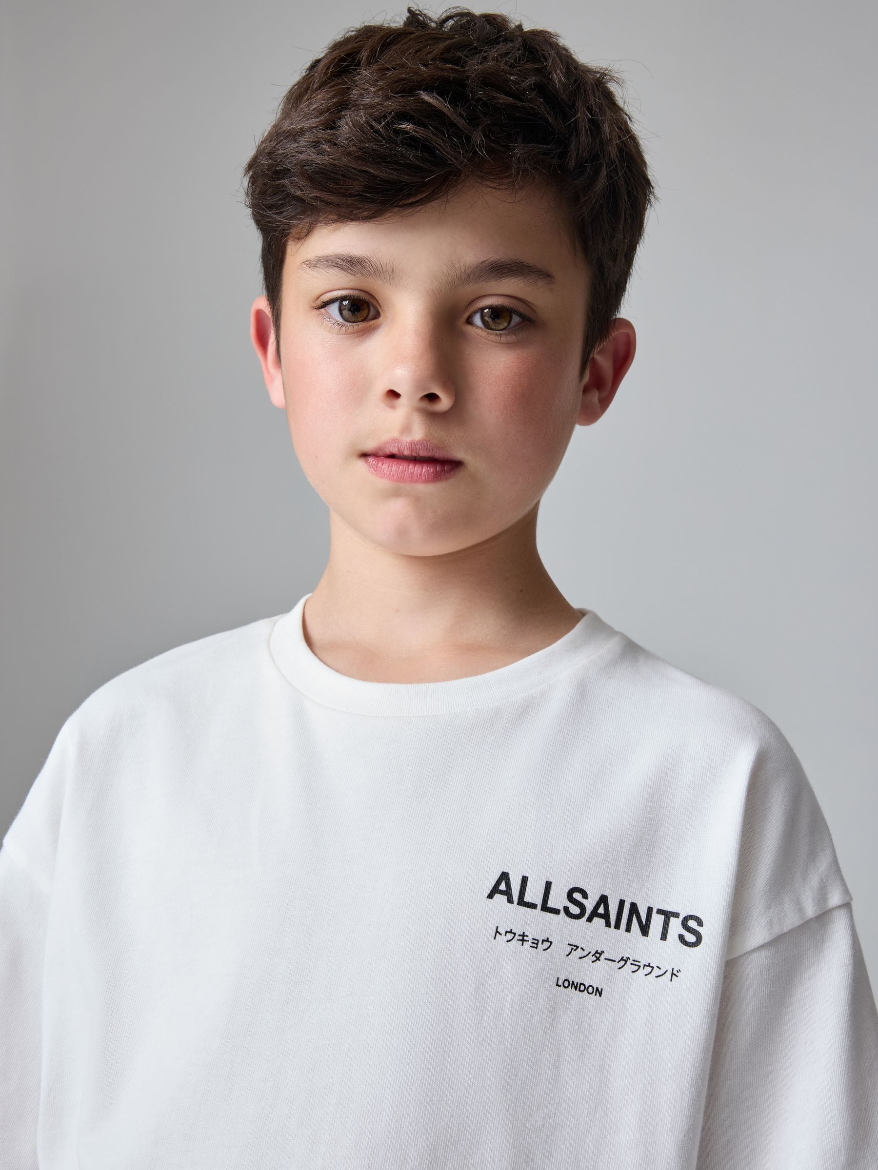 smALLSAINTS White Oversized Underground Crew Neck Cotton T-Shirt