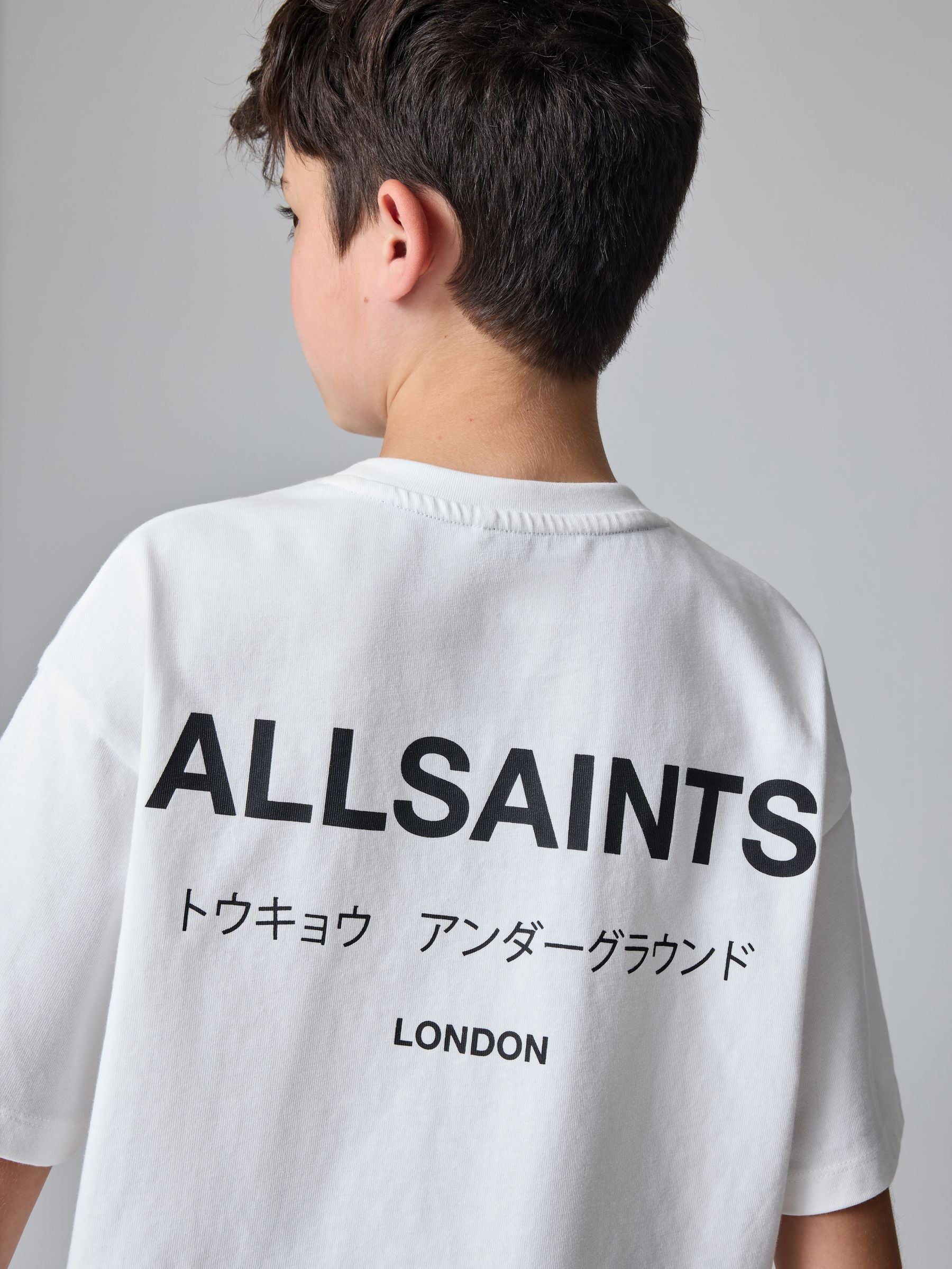 smALLSAINTS White Oversized Underground Crew Neck Cotton T-Shirt