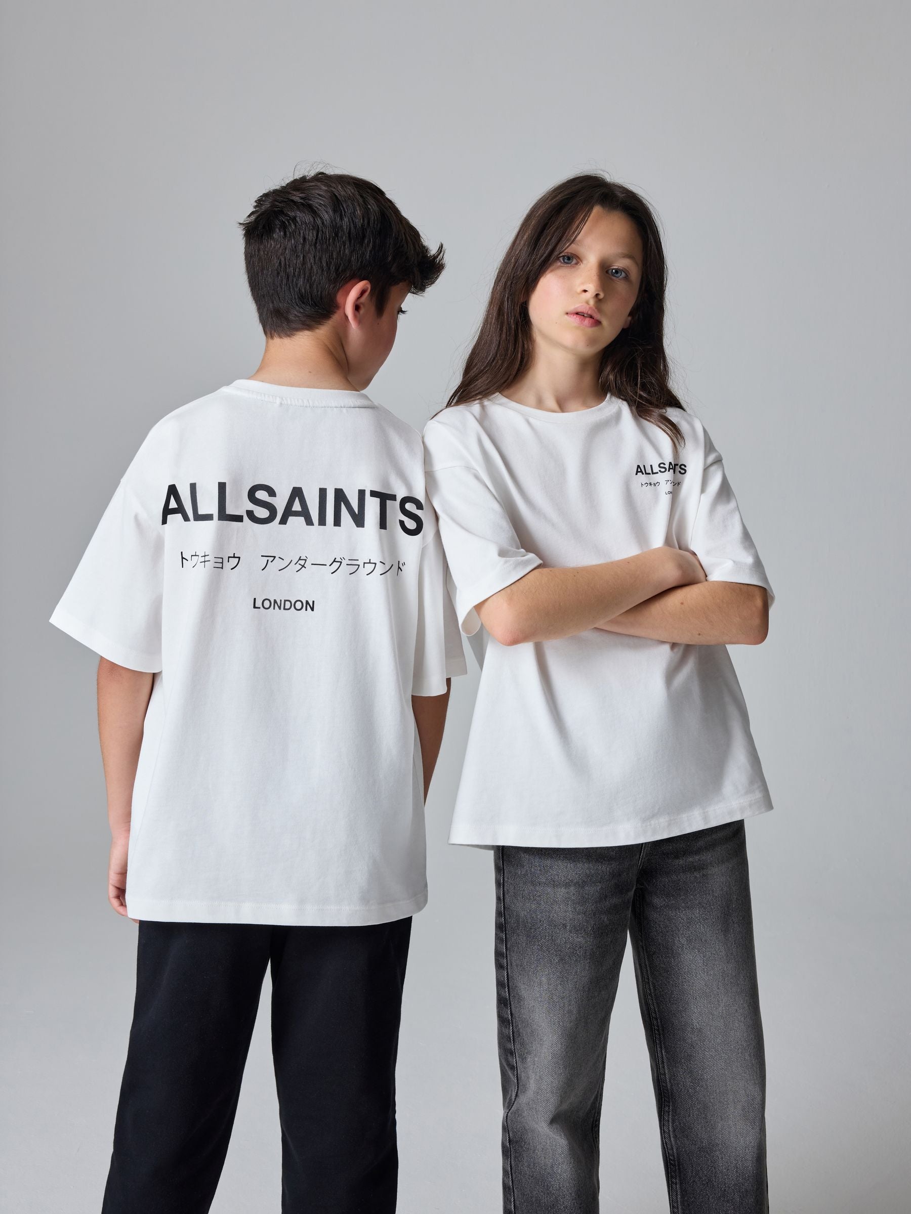 smALLSAINTS White Oversized Underground Crew Neck Cotton T-Shirt