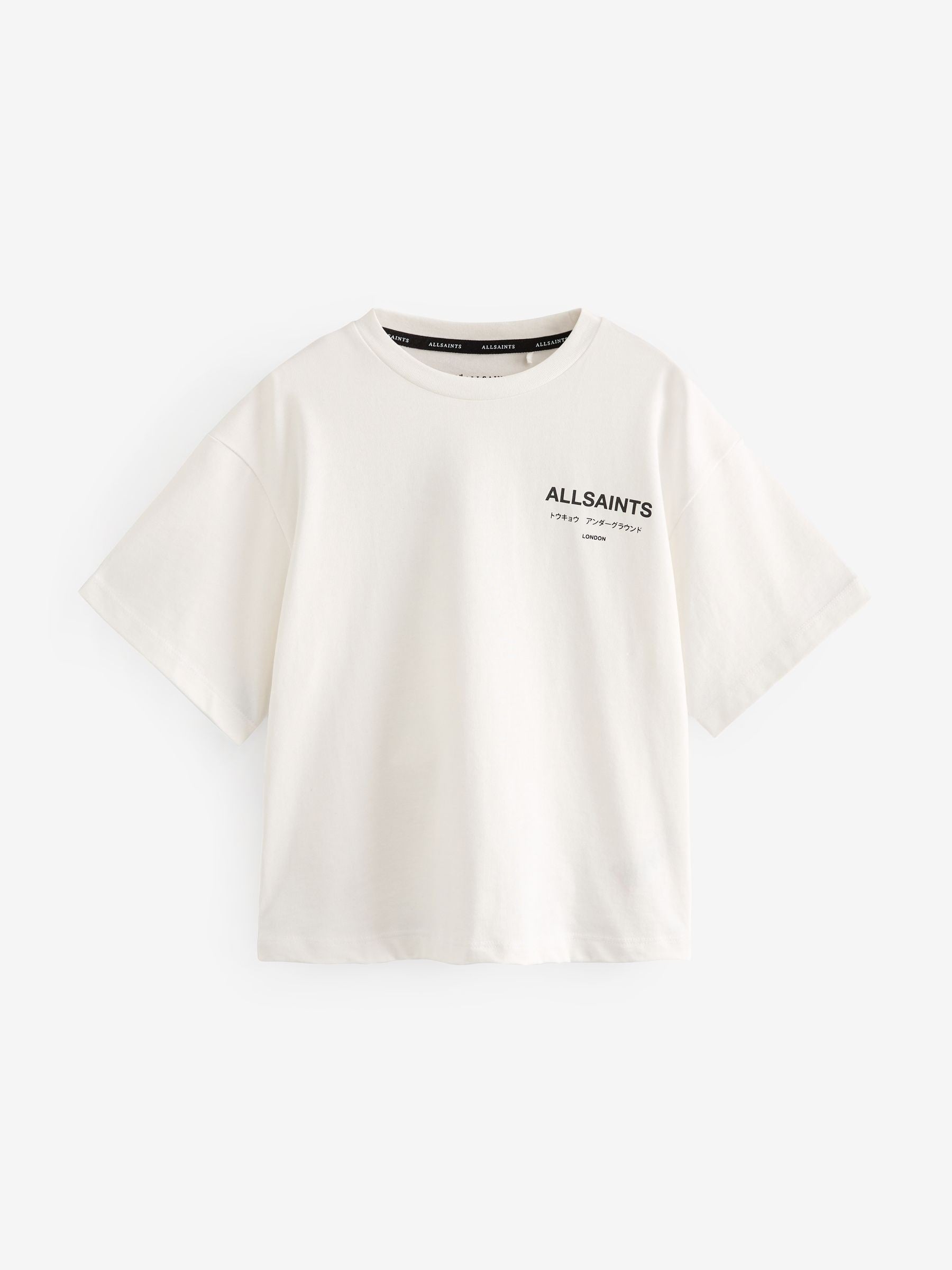 smALLSAINTS White Oversized Underground Crew Neck Cotton T-Shirt