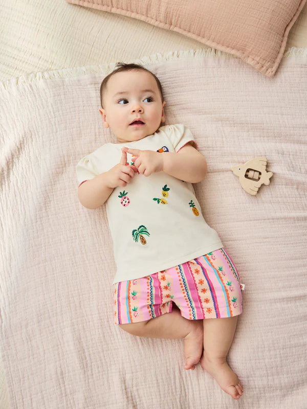 Ecru Tropical Short Sleeve Baby Top and Short Set 2 Piece (0mths-2yrs)