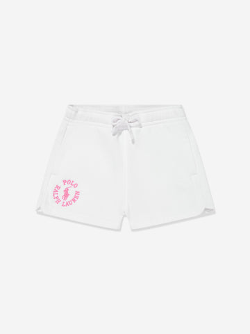 Girls Athletic Logo Shorts in White