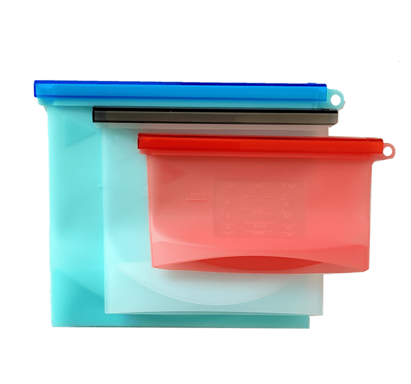 (3pc) Silicone Food Bags, Multiple Sizes