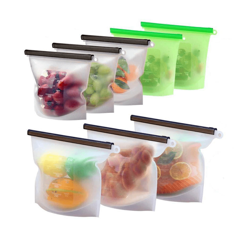 (3pc) Silicone Food Bags, Multiple Sizes