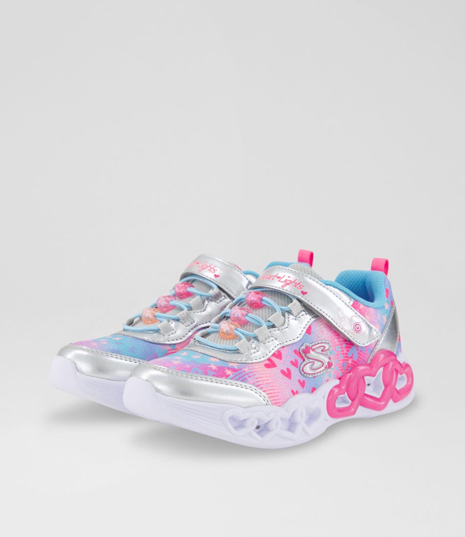 Eternal Heart Lights Junior Silver Multi Fabric Sneakers