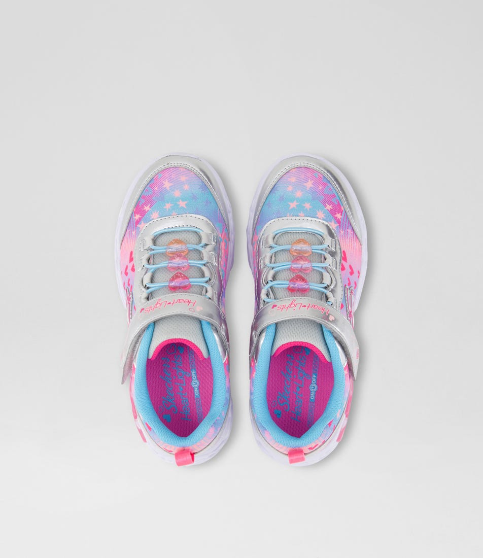 Eternal Heart Lights Junior Silver Multi Fabric Sneakers
