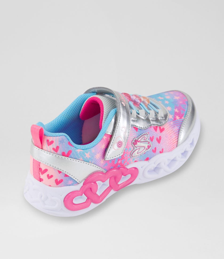 Eternal Heart Lights Junior Silver Multi Fabric Sneakers
