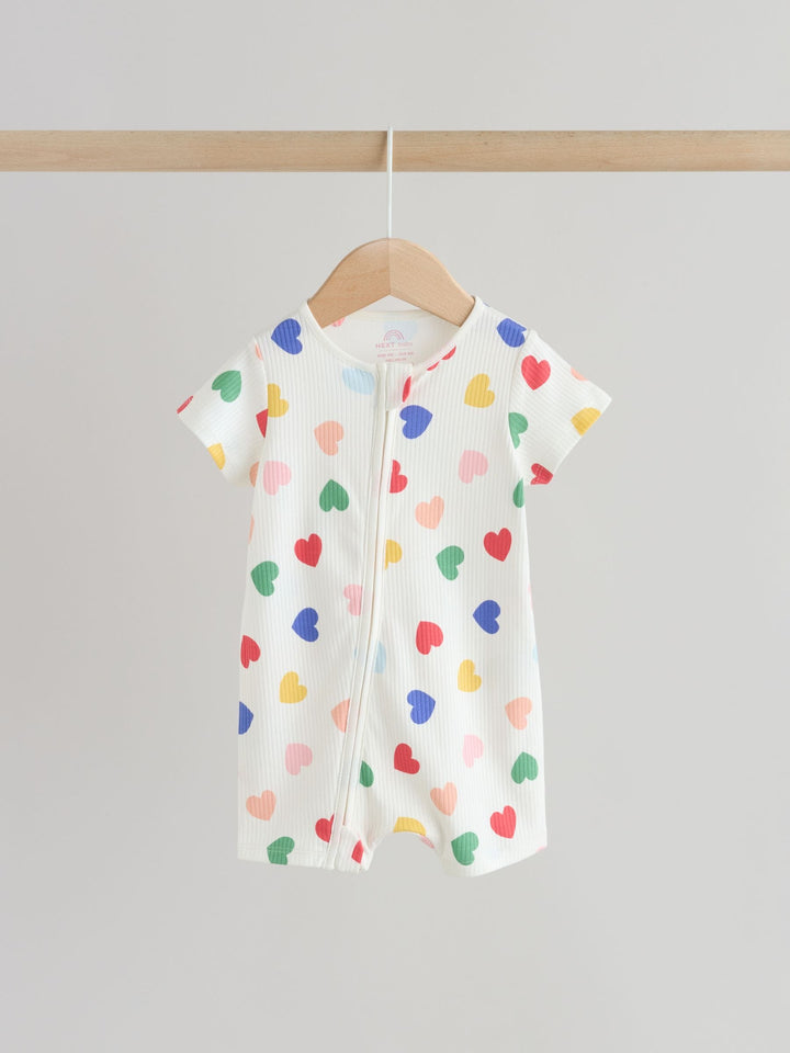 White/Blue/Red Two Way Zip Baby Rompers 3 Pack (0mths-3yrs)