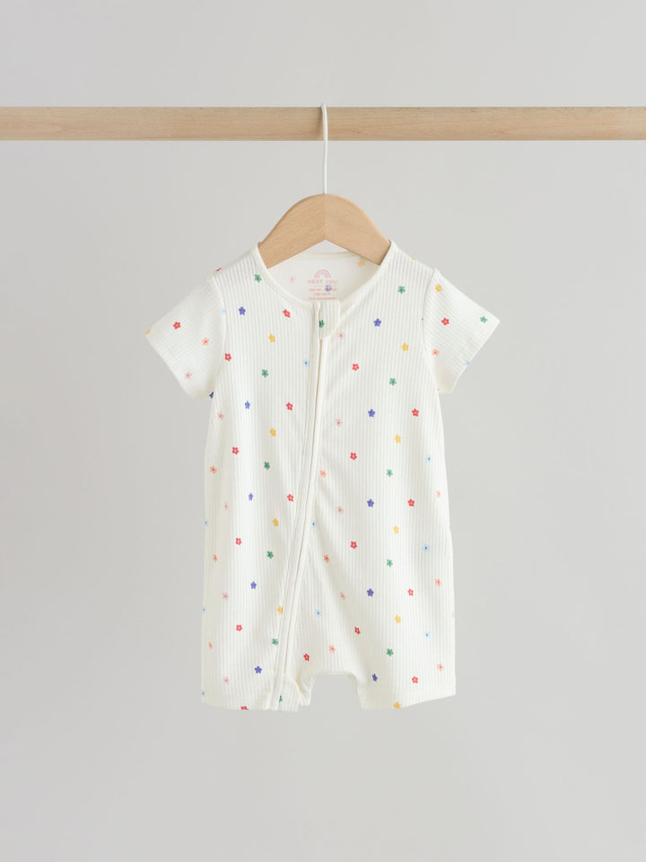 White/Blue/Red Two Way Zip Baby Rompers 3 Pack (0mths-3yrs)