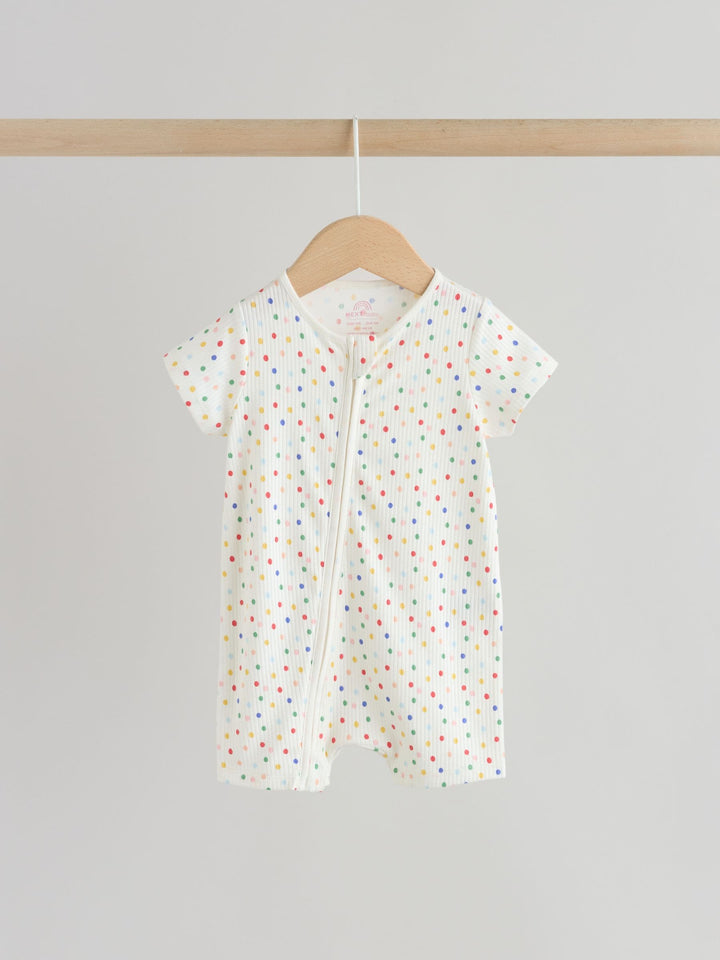 White/Blue/Red Two Way Zip Baby Rompers 3 Pack (0mths-3yrs)