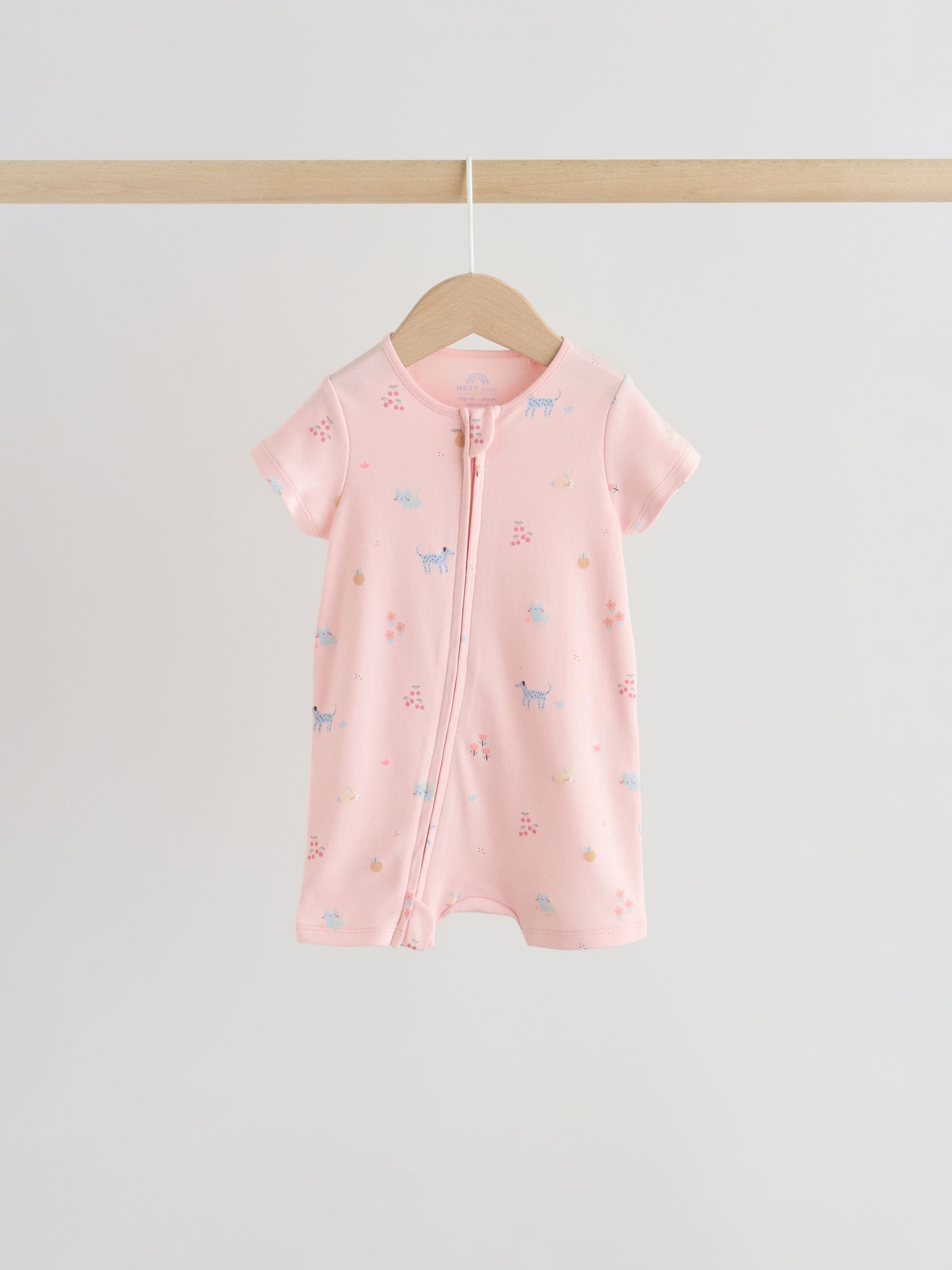 Pink/Blue Two Way Zip Baby Rompers 3 Pack (0mths-3yrs)