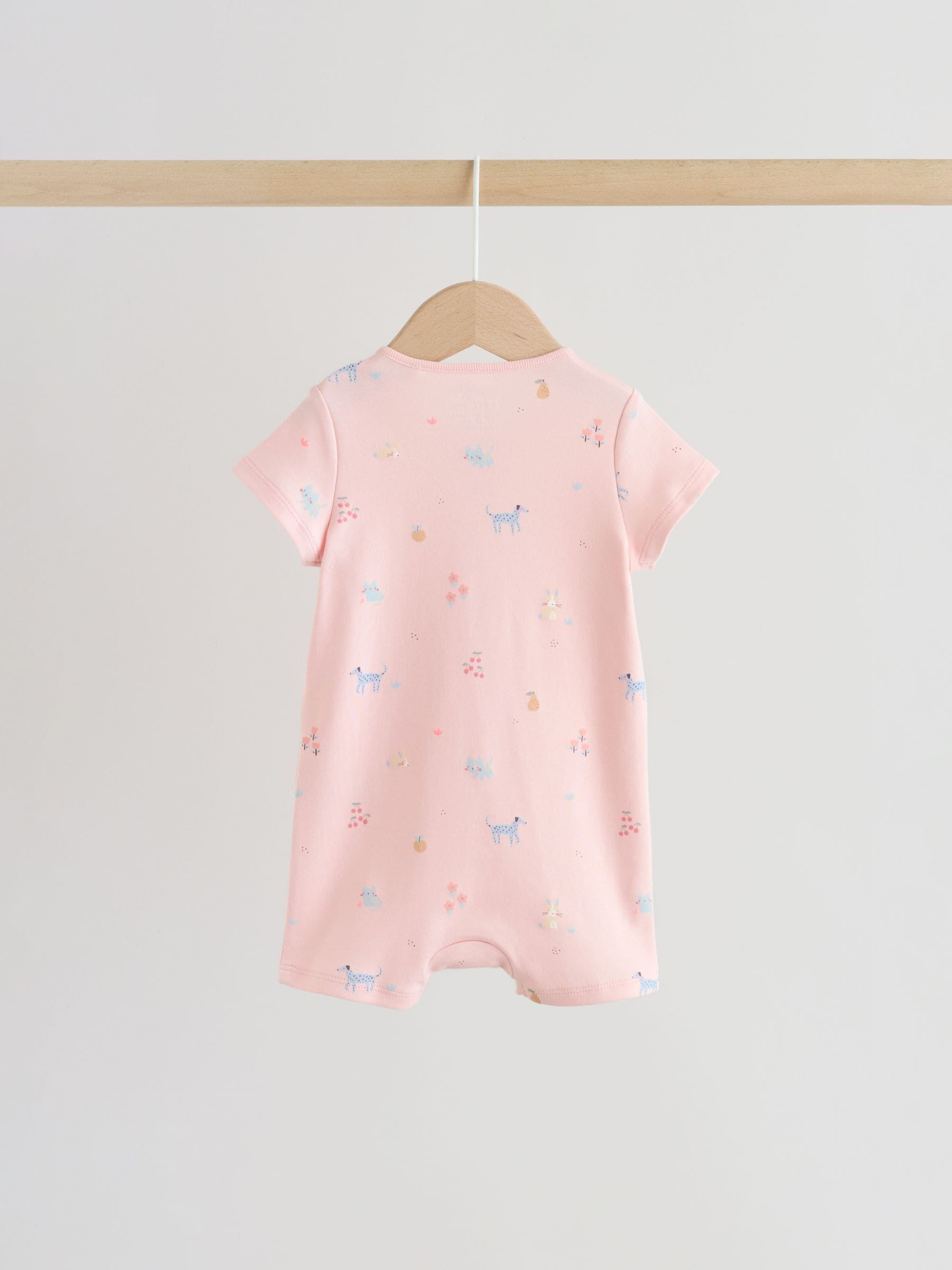 Pink/Blue Two Way Zip Baby Rompers 3 Pack (0mths-3yrs)