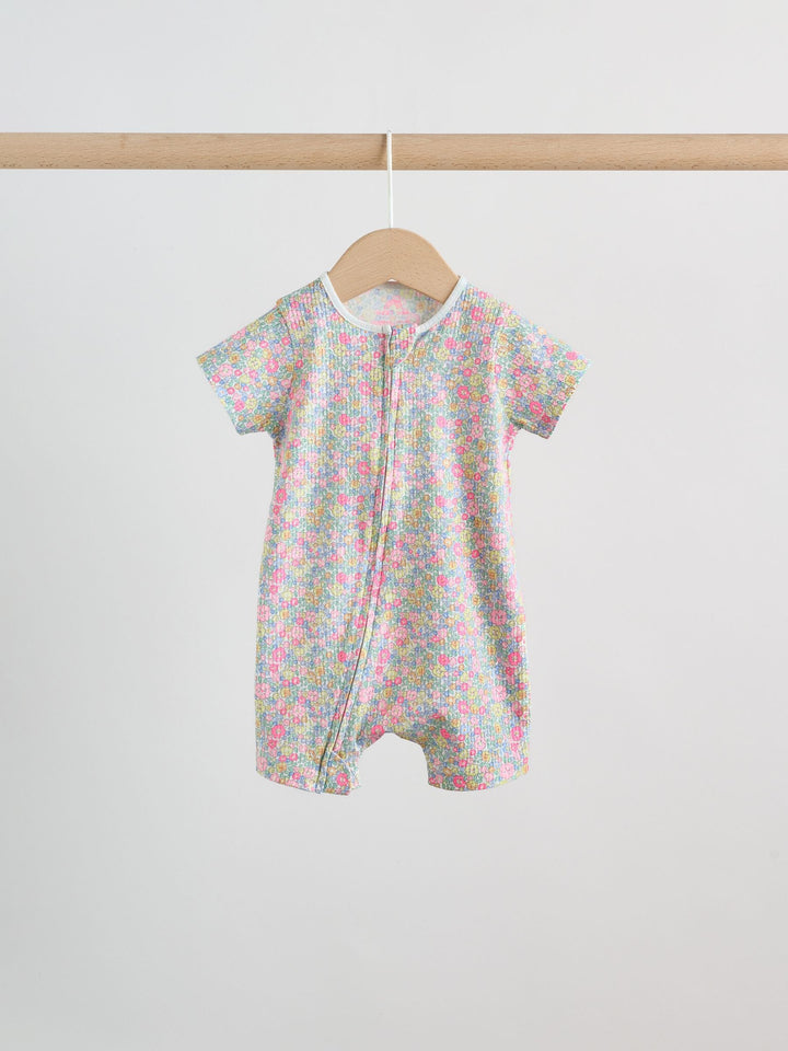 Pink/Yellow Two Way Zip Baby Rompers 3 Pack (0mths-3yrs)