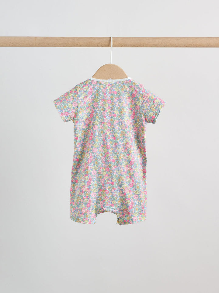 Pink/Yellow Two Way Zip Baby Rompers 3 Pack (0mths-3yrs)