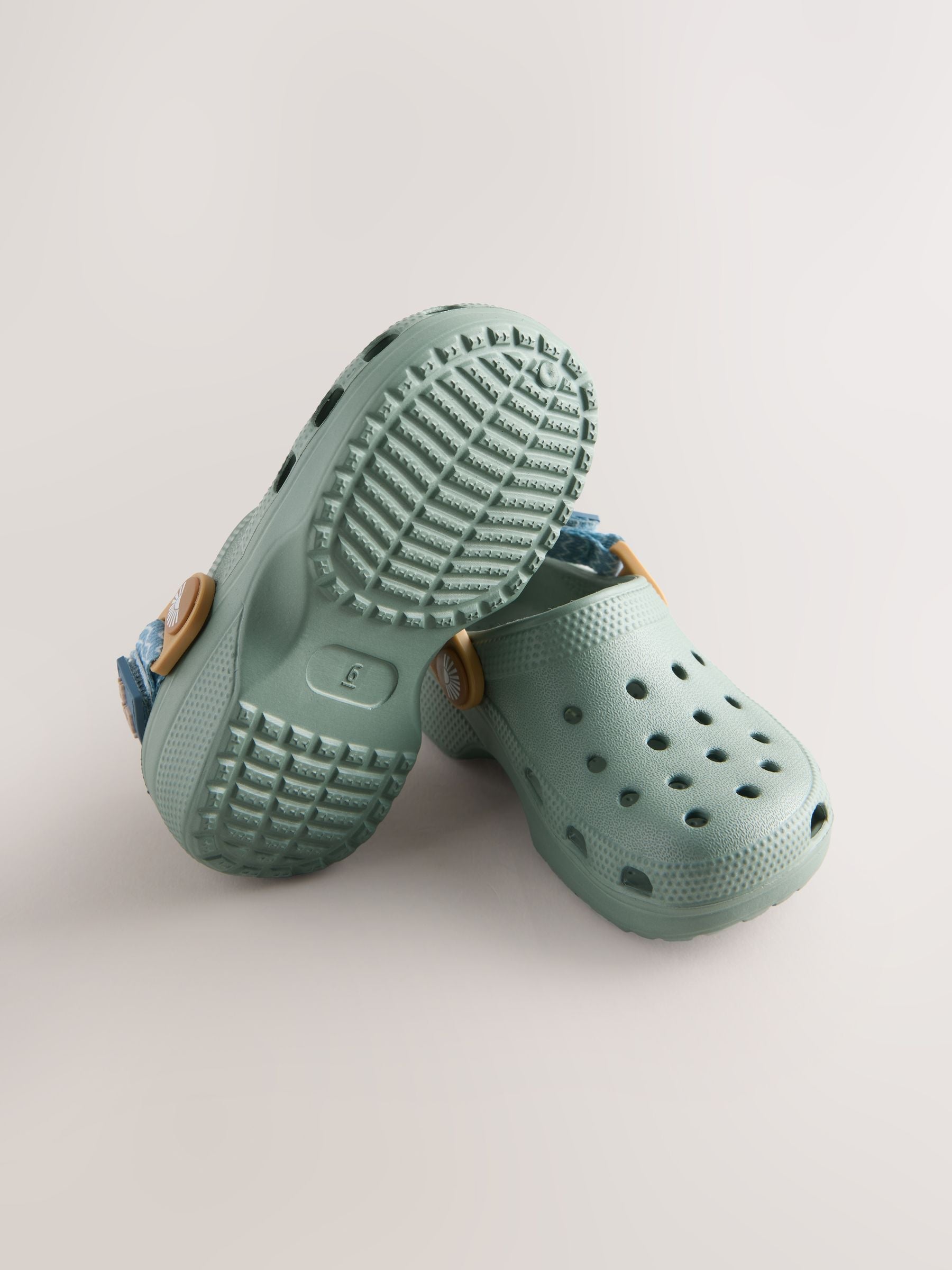 Sage Green Tape Strap Clogs