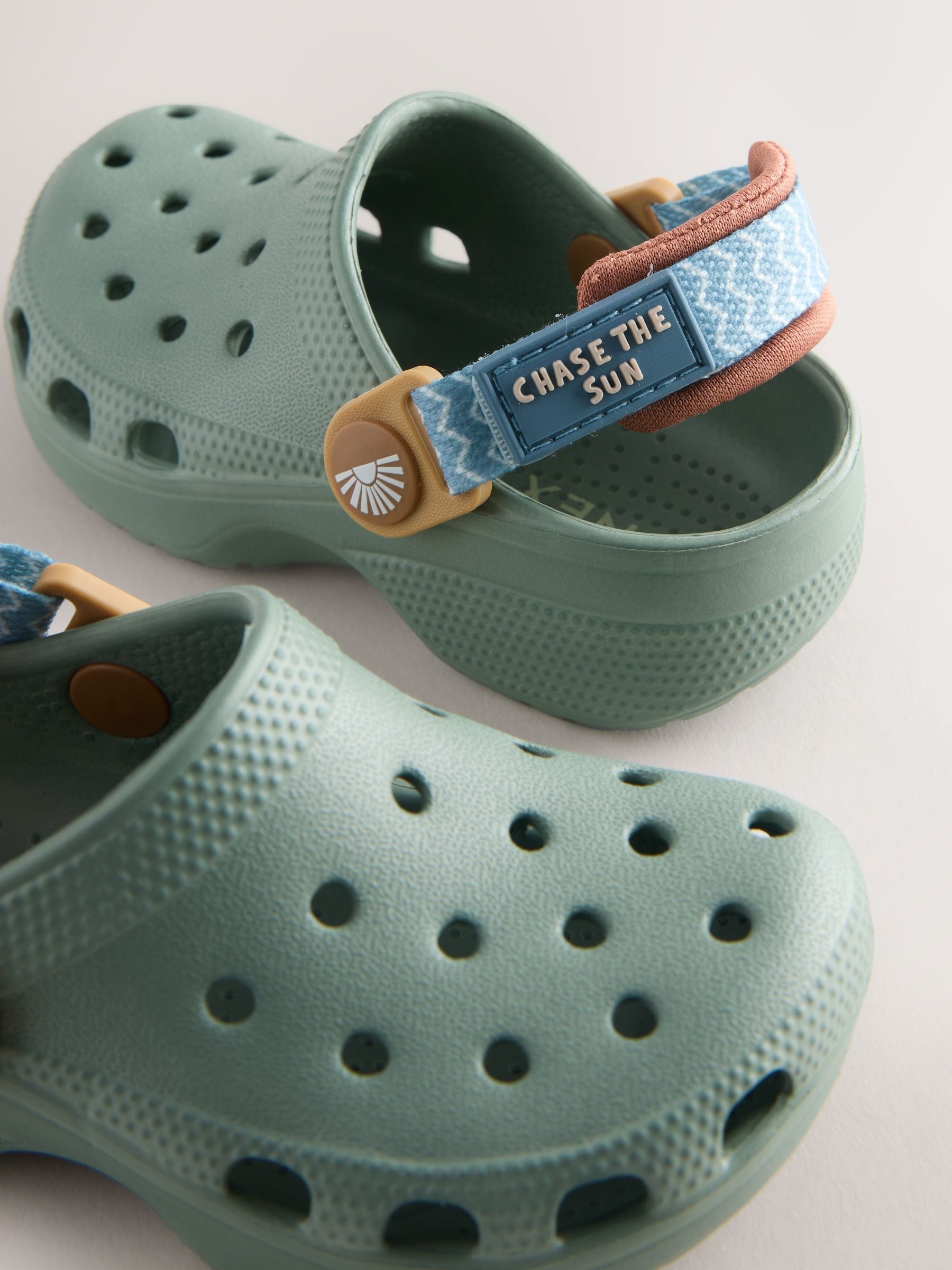 Sage Green Tape Strap Clogs