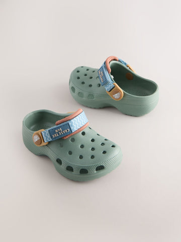 Sage Green Tape Strap Clogs
