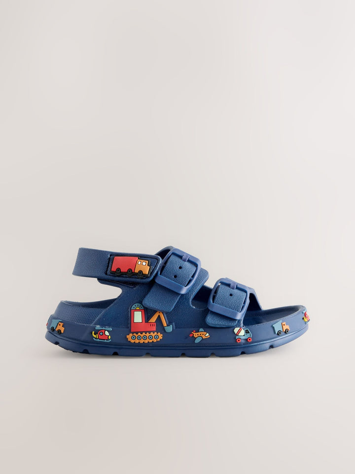 Navy Transport Double Buckle Ankle Strap EVA Sandals