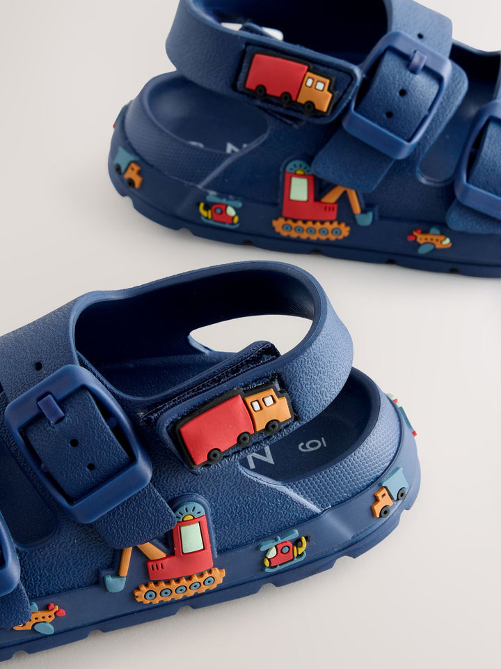 Navy Transport Double Buckle Ankle Strap EVA Sandals