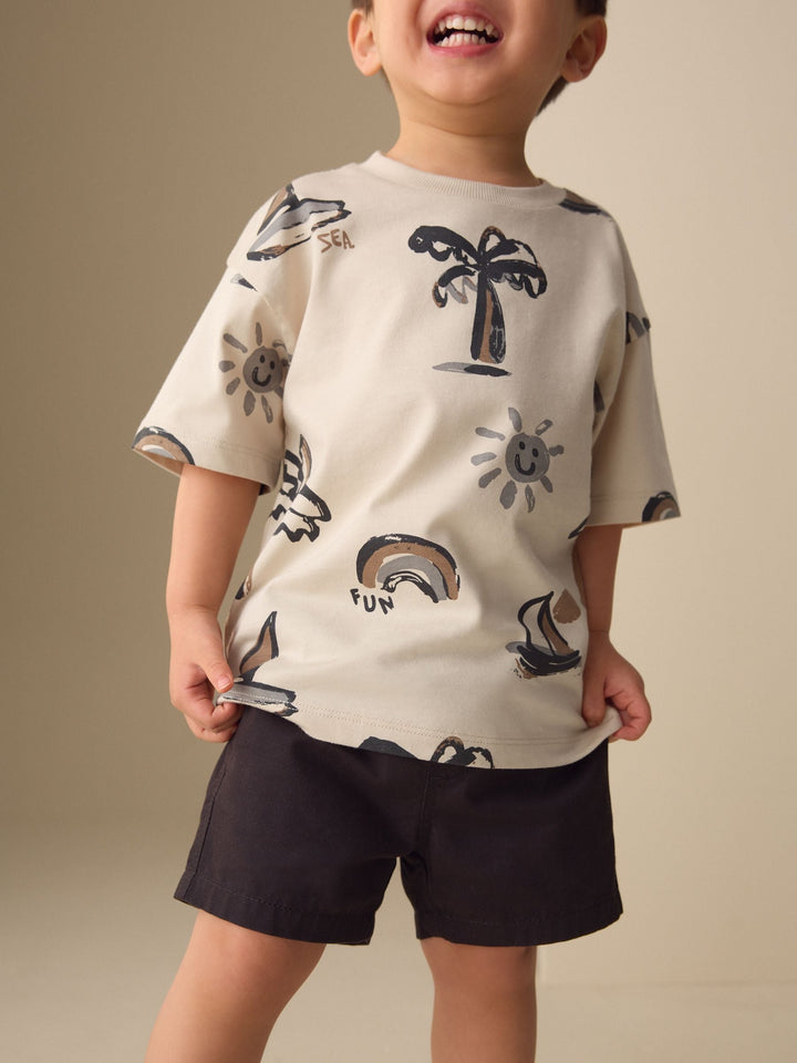White Palm and Sun Short Sleeve All-Over Print T-Shirt (3 Month-7 Years) (3mths-7yrs)