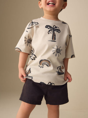 White Palm and Sun Short Sleeve All-Over Print T-Shirt (3 Month-7 Years) (3mths-7yrs)