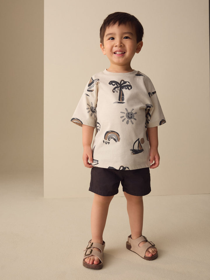 White Palm and Sun Short Sleeve All-Over Print T-Shirt (3 Month-7 Years) (3mths-7yrs)