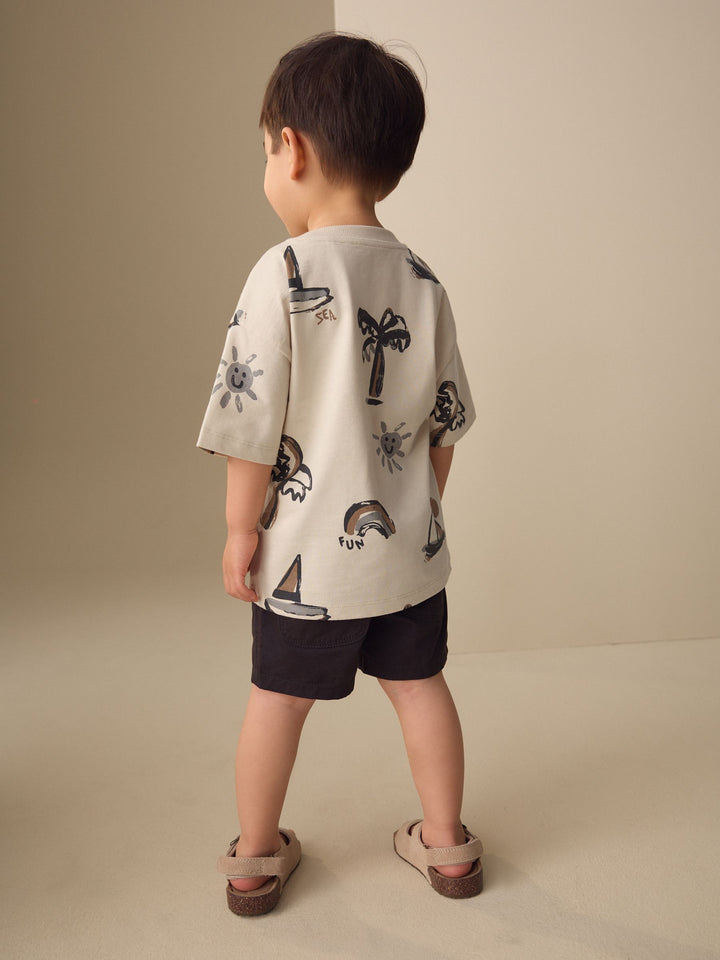 White Palm and Sun Short Sleeve All-Over Print T-Shirt (3 Month-7 Years) (3mths-7yrs)