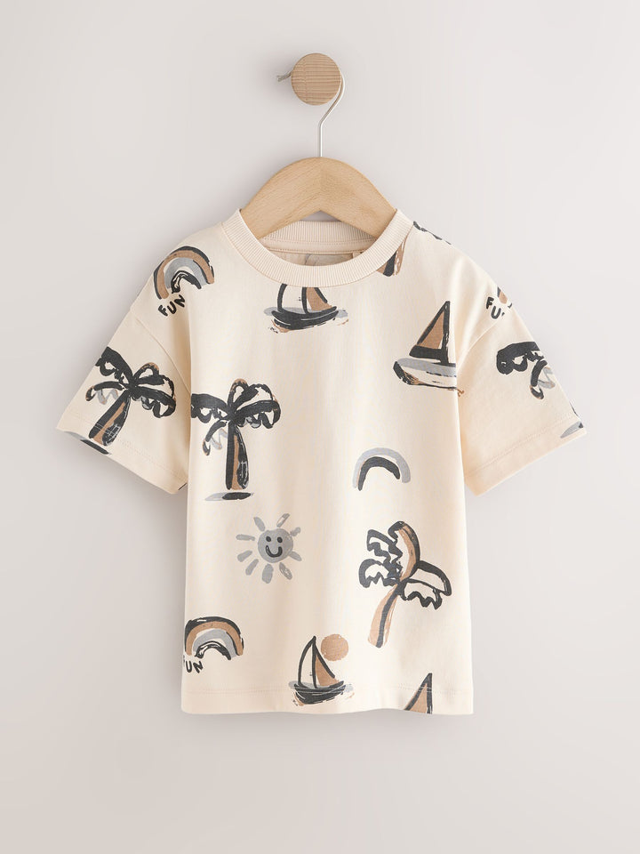 White Palm and Sun Short Sleeve All-Over Print T-Shirt (3 Month-7 Years) (3mths-7yrs)