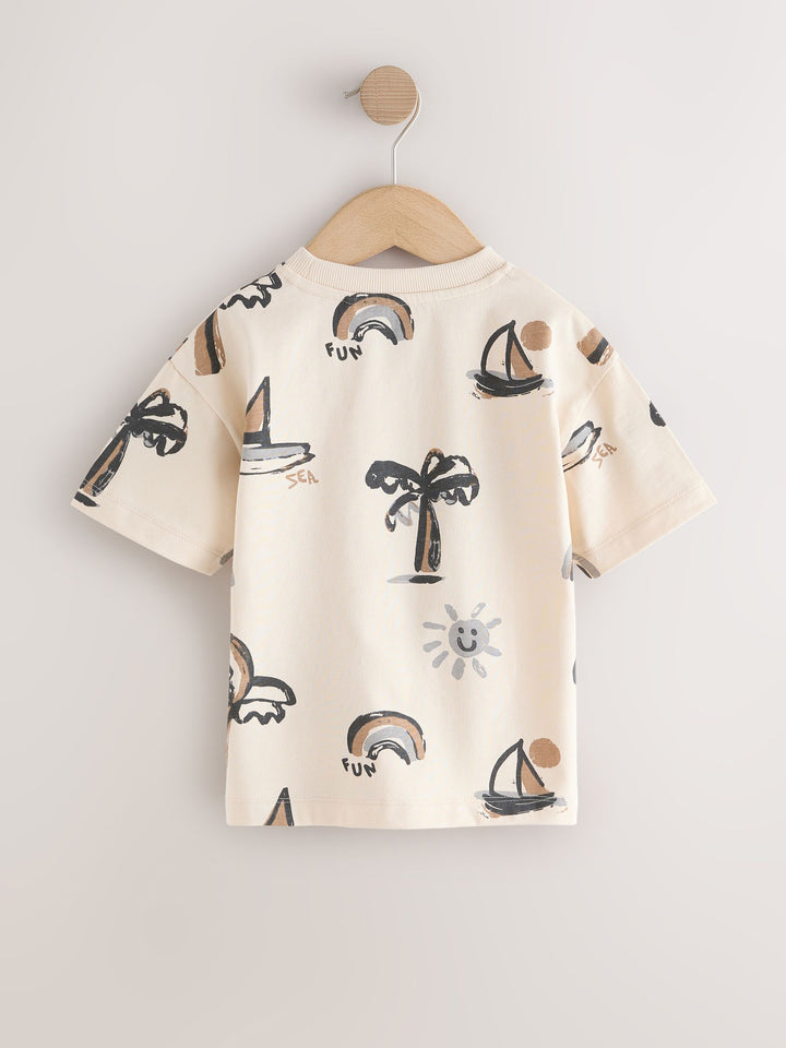 White Palm and Sun Short Sleeve All-Over Print T-Shirt (3 Month-7 Years) (3mths-7yrs)