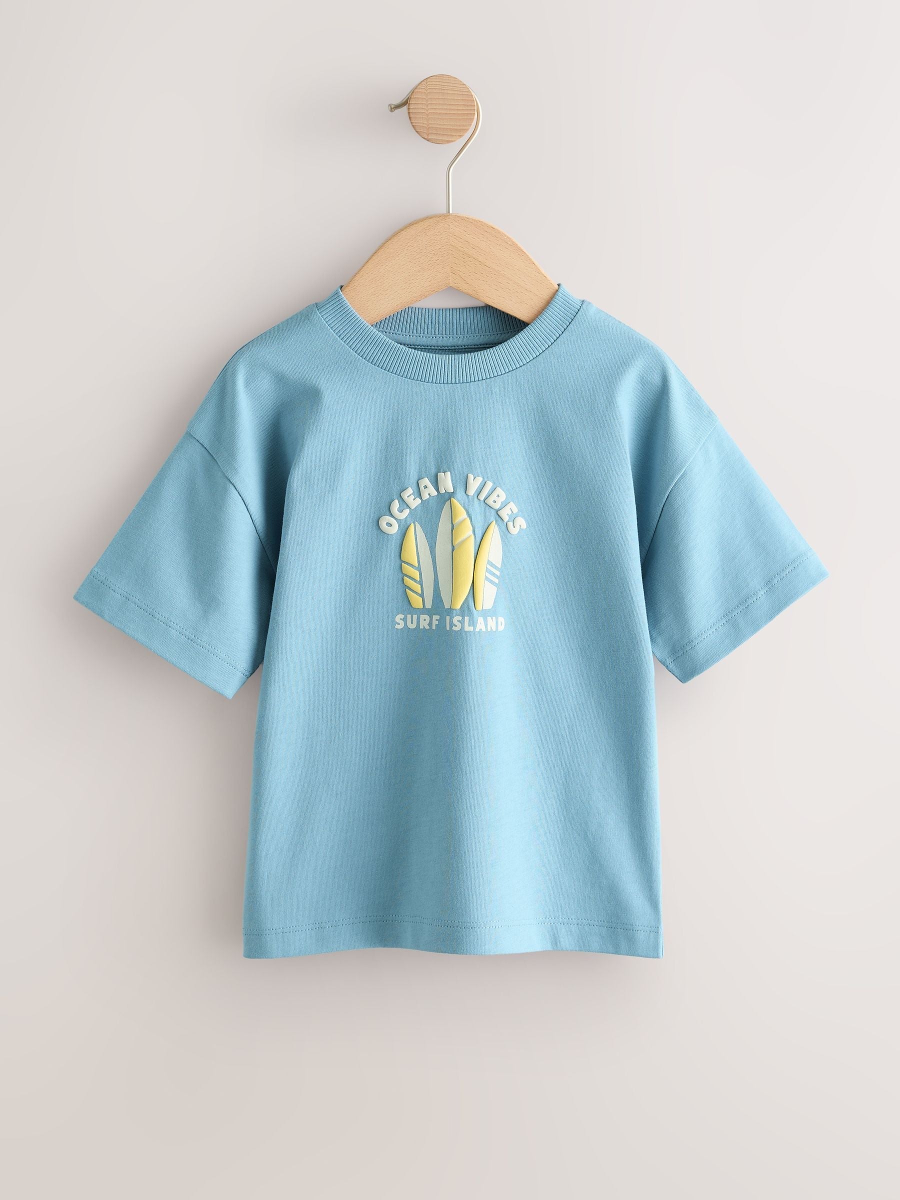 Blue/Yellow Surf Short Sleeve Graphic T-Shirts 4 Pack (3mths-7yrs)