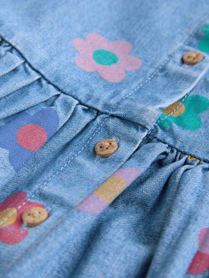 Flower Print Sleeveless Denim Dress (3mths-8yrs)