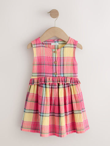 Multi Pink Check Sleeveless Peplum Dress (3mths-8yrs)