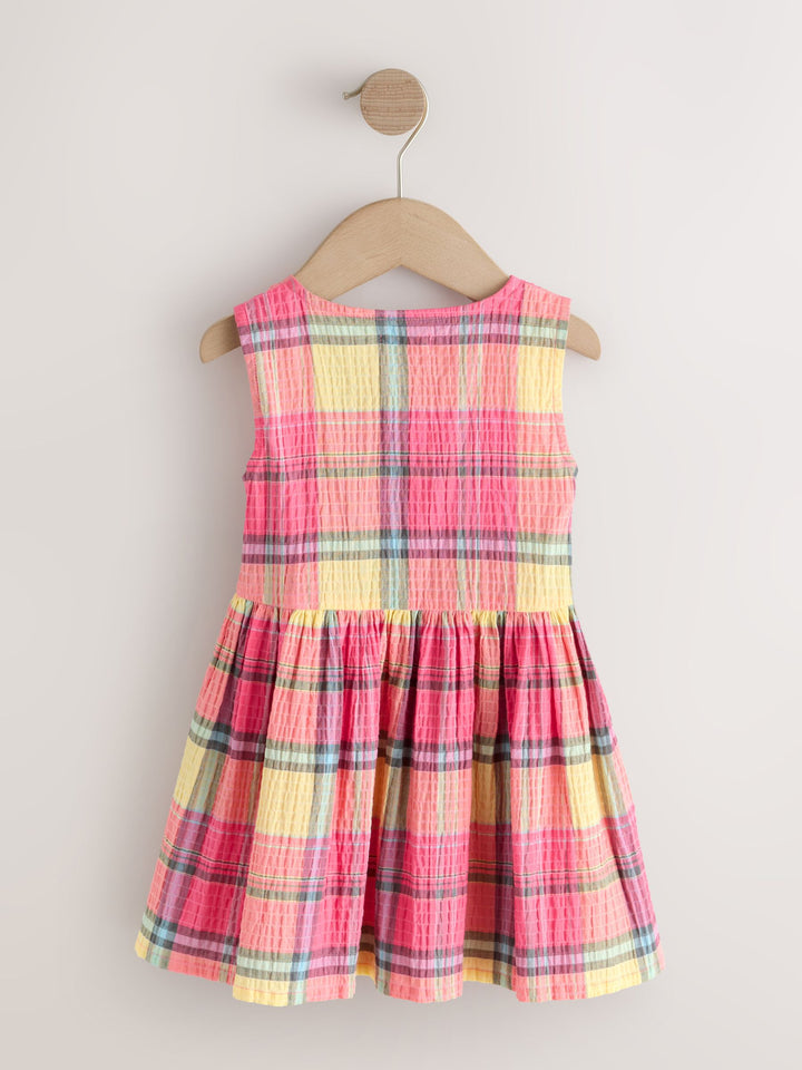 Multi Pink Check Sleeveless Peplum Dress (3mths-8yrs)