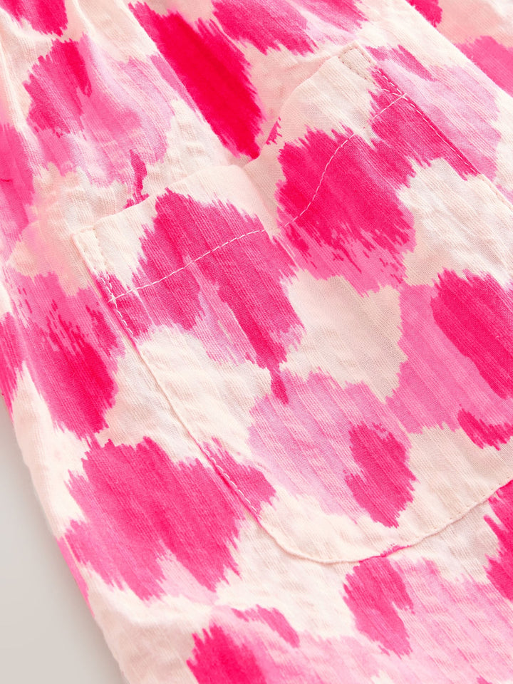 Neon Pink Soft Checkerboard Print Sleeveless Playsuit (3mths-10yrs)
