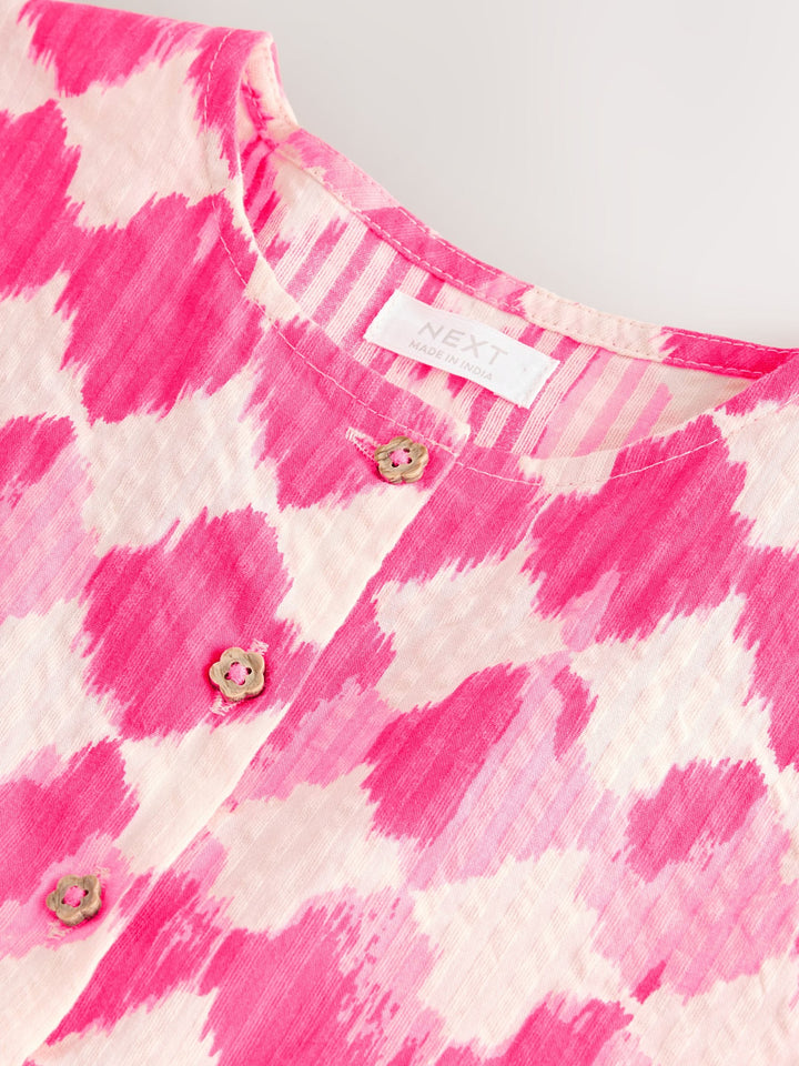 Neon Pink Soft Checkerboard Print Sleeveless Playsuit (3mths-10yrs)