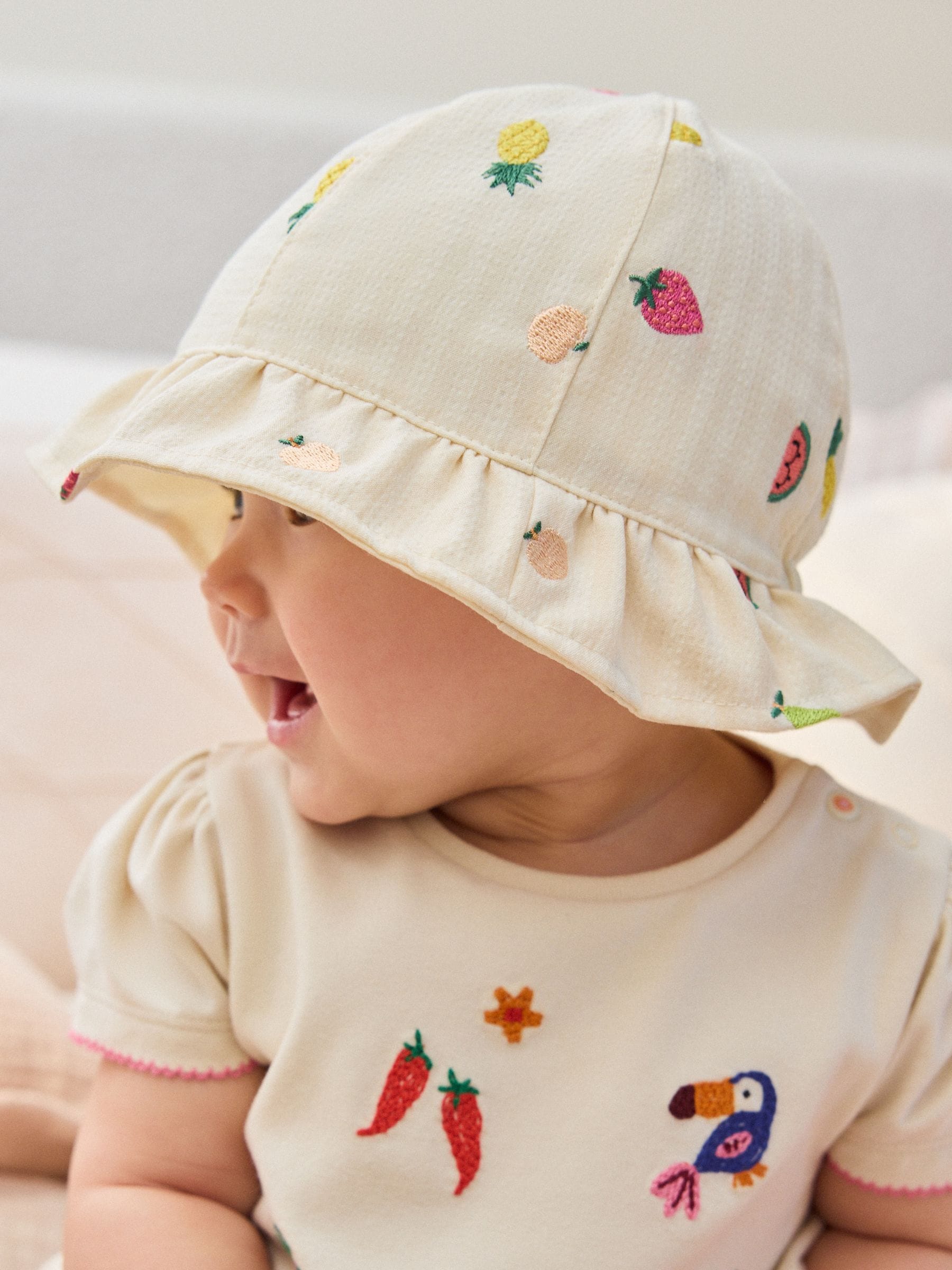 Bright Fruit Embroidered Baby Bucket Hats 2 Pack (0mths-2yrs)