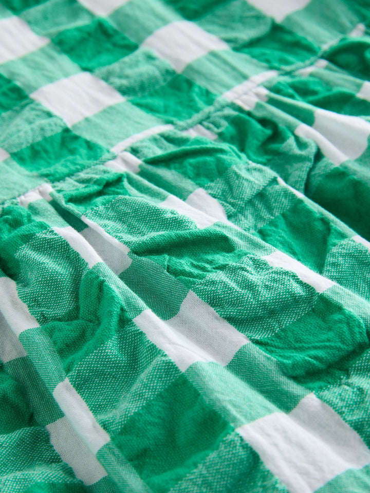 Green Check Ric Rac Frill Sleeve Dress (3mths-8yrs)
