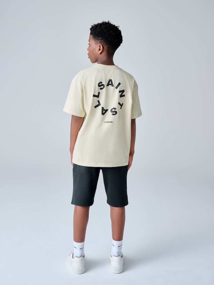 smALLSAINTS Neutral/Black Tierra T-Shirt and Sweat Shorts Set