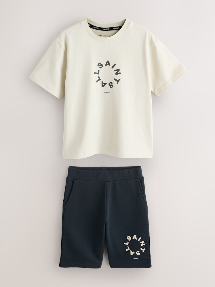 smALLSAINTS Neutral/Black Tierra T-Shirt and Sweat Shorts Set